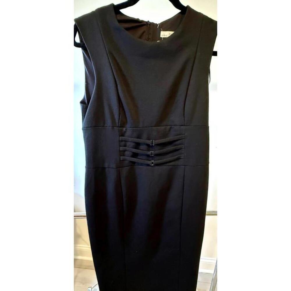 Zara Black Sleeveless Dress with Stylish Panels, Size XL